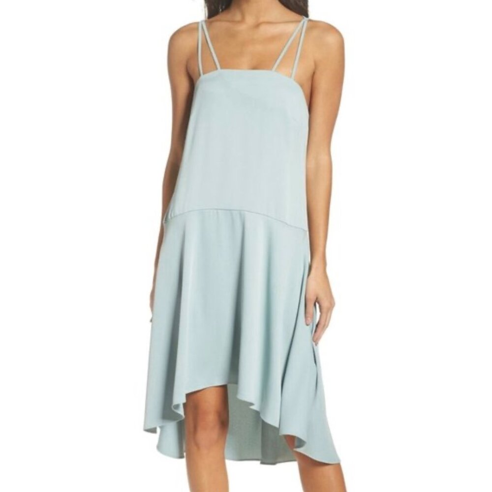 BB DAKOTA RSVP Cool Green Hi Low Sheath Dress Sz L NWT